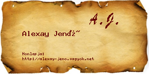 Alexay Jenő névjegykártya
